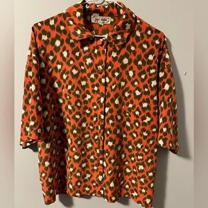 Coral Leopard Print Shirt